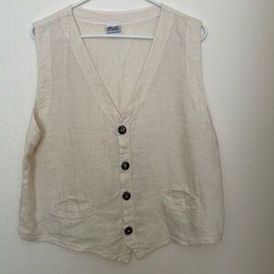 Rare CP Shades Embroidered 100% Linen Vest Vintage Y2K